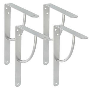 Amig Plankdrager/planksteun van metaal - 4x - gelakt zilvergrijs - H250 x B200 mm - Tot 90 kg -