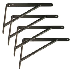 Amig Plankdrager/steun/beugel Spiraal - 4x - metaal - zwart - H250 x B200 mm - Tot 225 kg -