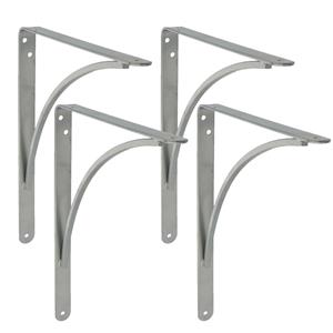 Amig Plankdrager/planksteun van metaal - 4x - gelakt zilvergrijs - H150 x B125 mm - Tot 105 kg -