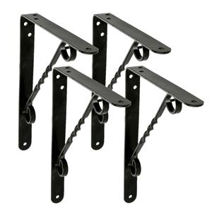 Amig Plankdrager/steun/beugel Decoratief - 4x - metaal - zwart - H200 x B150 mm - Tot 110 kg -