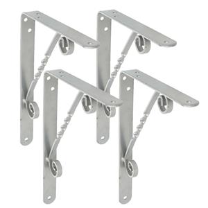 Amig Plankdrager/steun/beugel Decoratief - 4x - metaal - zilvergrijs - H250 x B200 mm - Tot 60 kg -