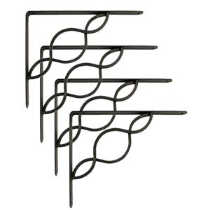 Amig Plankdrager/steun/beugel Decoratief - 4x - metaal - zwart - H200 x B150 mm - Tot 180 kg -