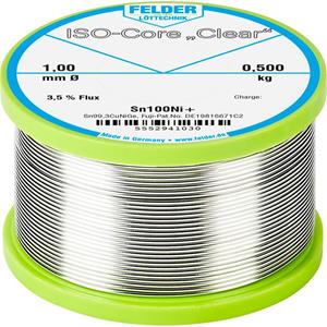 felderlöttechnik Felder Löttechnik ISO-Core  Clear  Sn100Ni+ Lötzinn Spule Sn99,25Cu0,7Ni0,05 0.500kg 1mm