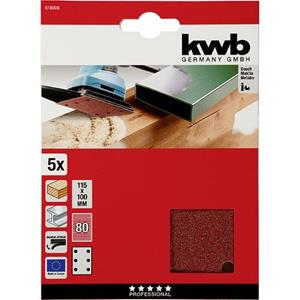 Kwb 818008 Schleifpapier Körnung 80 (L x B) 100mm x 115mm 5St.