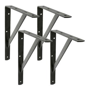Amig Plankdrager/planksteun van metaal - 4x - gelakt zwart - H500 x B325 mm - Tot 185 kg -