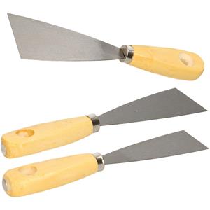 Brüder Mannesmann Plamuurmessen set 3-delig - mm - 50 mm - 60 mm - staal - hout -