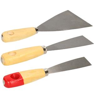 Brüder Mannesmann Plamuurmessen set 3-delig - 30 mm - 50 mm - 100 mm - staal - hout -