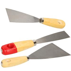 Brüder Mannesmann Plamuurmessen set 3-delig - 30 mm - 60 mm - 100 mm - staal - hout -