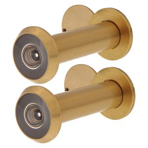 Amig deurspion/kijkgat - 2x - messing - deurdikte 60 tot 85mm - 160 graden kijkhoek - 16mm boorgat -