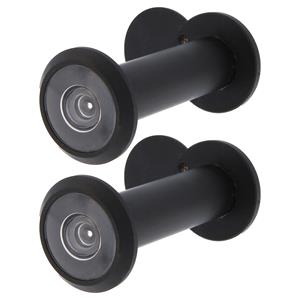 Amig deurspion/kijkgat - 2x - zwart messing - deurdikte 60 tot 85mm - 160 graden kijkhoek - 16mm -