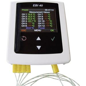 Ebro 1340-6401 EBI 40 TC-02 Temperatur-Datenlogger kalibriert (ISO) Messgröße Temperatur -200 bis