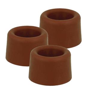 Amig Deurstopper/deurbuffer - 6x - D30mm - inclusief schroeven - rubber - bruin -