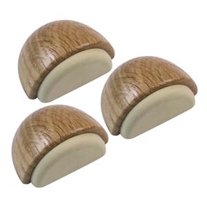 Amig Deurstop/deurmagneet - 3x - D48mm - zelfklevend - eiken - hout -