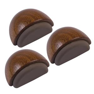Amig Deurstop/deurmagneet - 3x - D48mm - zelfklevend - mahonie - hout -