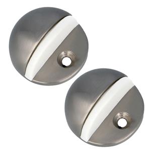 Amig Deurstopper/deurbuffer - 2x - D45mm - inclusief schroeven - geborsteld nikkel -