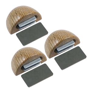Amig Deurstop/deurmagneet - 3x - D48mm - zelfklevend - eiken - kunststof -