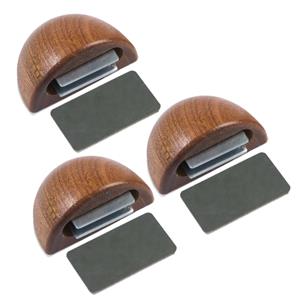 Amig Deurstop/deurmagneet - 3x - D48mm - zelfklevend - mahonie - kunststof -