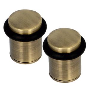 Amig Deurstopper/deurbuffer - 2x - D28mm - inclusief schroeven - geborsteld nikkel -