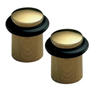 Amig Deurstopper/deurbuffer - 2x - D28mm - inclusief schroeven - goud -