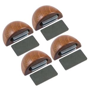 Amig Deurstop/deurmagneet - 4x - D48mm - zelfklevend - mahonie - kunststof -