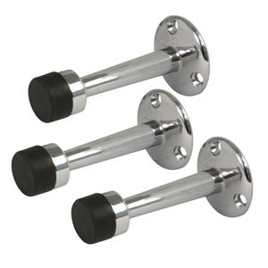 Amig Deurstopper/deurbuffer - 3x - 75mm - muurbevestiging - verchroomd messing -