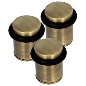 Amig Deurstopper/deurbuffer - 3x - D28mm - inclusief schroeven - geborsteld nikkel -