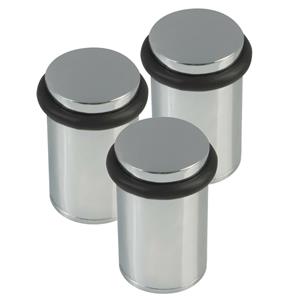 Amig Deurstopper/deurbuffer - 3x - D28mm - inclusief schroeven - verchroomd -