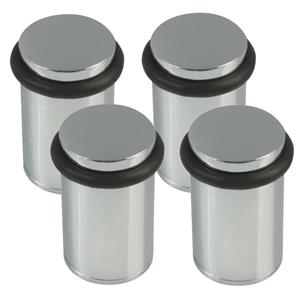 Amig Deurstopper/deurbuffer - 4x - D32mm - inclusief schroeven - verchroomd -