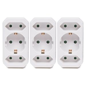 Benson Stopcontact splitter - 3x - triple - wit - voor 3 stekkers - verdeelstekkers -