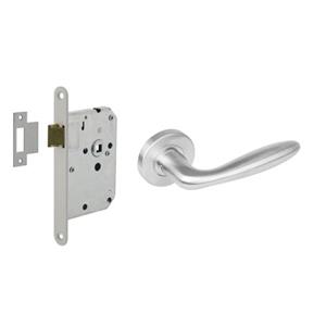 Intersteel Deurbeslag Set Loopslot Wit Met Deurkruk Jupiter Rvs