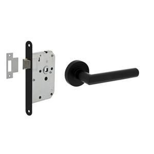Intersteel Deurbeslag Set Loopslot Zwart Met Deurkruk Bastian Zwart