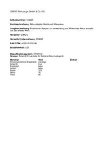 Cimco Cimco Werkzeuge 103095 Accu-adapter