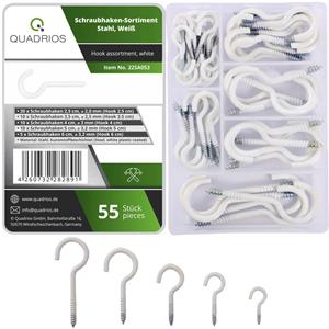 Quadrios 22SA053 Schraubhaken-Sortiment Weiß 55 Teile 55St.