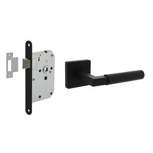 Intersteel Deurbeslag Set Loopslot Zwart Met Deurkruk Baustil Zwart