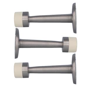 AMIG Deurstopper/deurbuffer - 3x - 75mm - muurbevestiging - satijn messing -