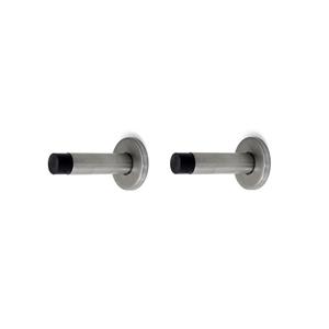 Dulimex Deurstopper/deurbuffer - 2x - 50 x 86mm - inclusief schroeven - RVS - wandmodel -