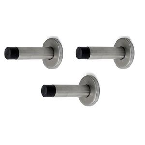 Dulimex Deurstopper/deurbuffer - 3x - 50 x 86mm - inclusief schroeven - RVS - wandmodel -
