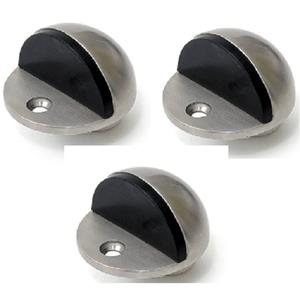 Dulimex Deurstopper/deurbuffer - 3x - D45mm - inclusief schroeven - RVS - zilver - inliggende vloermontage -