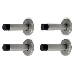 Dulimex Deurstopper/deurbuffer - 4x - 50 x 86mm - inclusief schroeven - RVS - wandmodel -