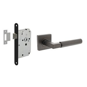 Intersteel Deurbeslag Set Loopslot Zwart Met Deurkruk Baustil Antraciet Grijs