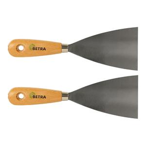 BETRA Plamuurmes - 2x - werkbreedte 80 mm - conisch geslepen staal - houten greep -