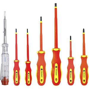 TOOLCRAFT Schroevendraaierset VDE, Elektronica en fijnmechanica, Werkplaats, Elektronica Plat, Kruiskop Phillips