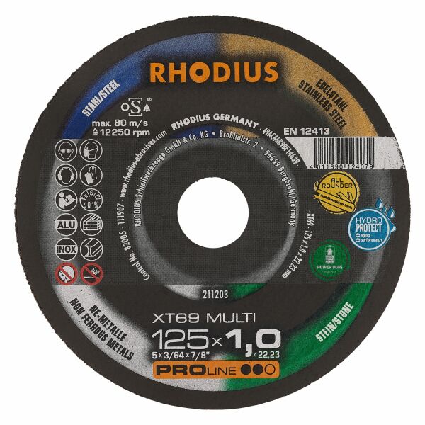 Rhodius 211203 XT69 MULTI PROline Ll Doorslijpschijf Extra Dun 125x1,0x22,23 (25 St)