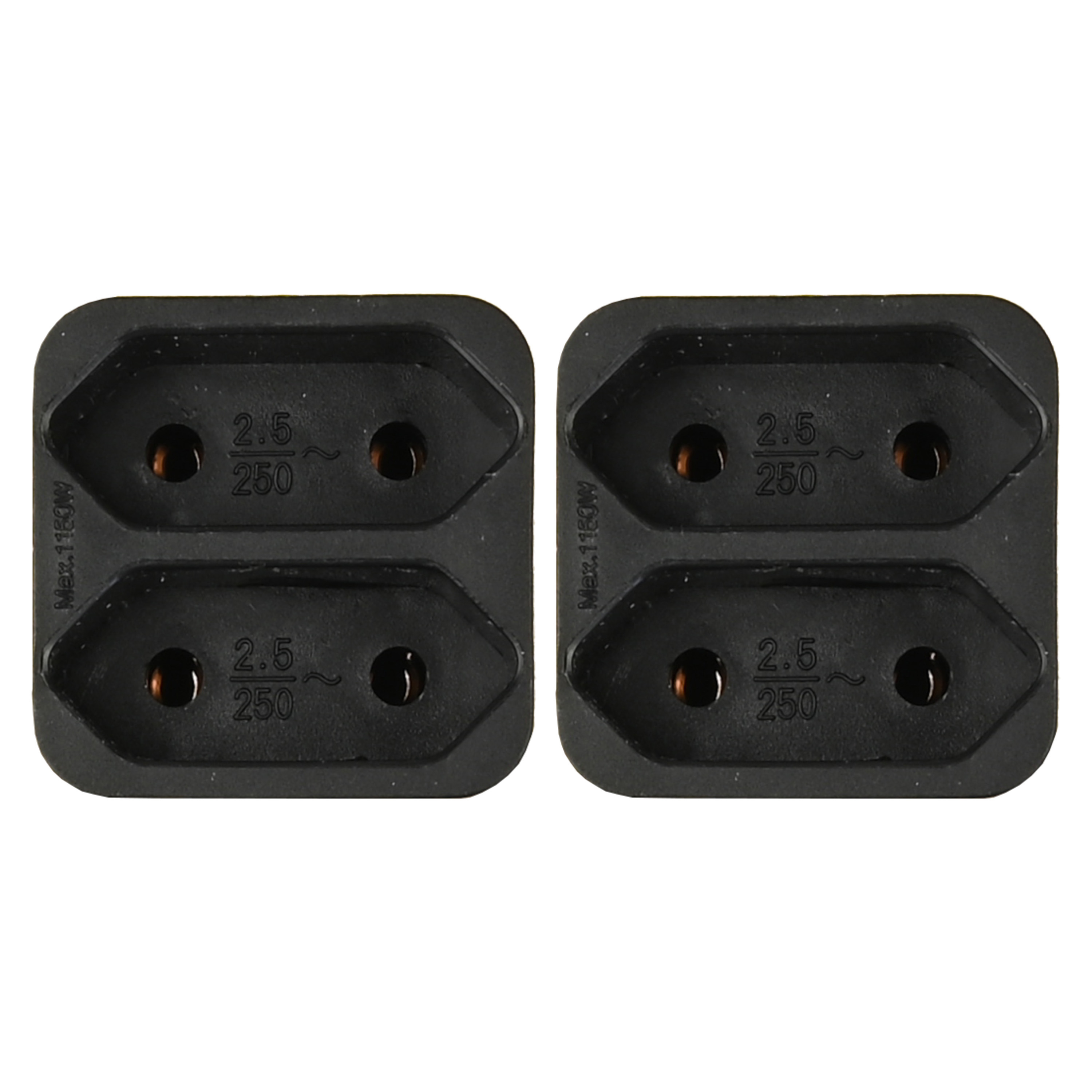 Benson Stopcontact splitter - 2x - duo - zwart - voor 2 platte stekkers - verdeelstekkers -