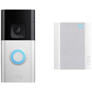 Ring B0BFJNL42P IP-Video-Türsprechanlage Video Doorbell + Chime (2nd Gen) WLAN Nickel (matt), Schwa