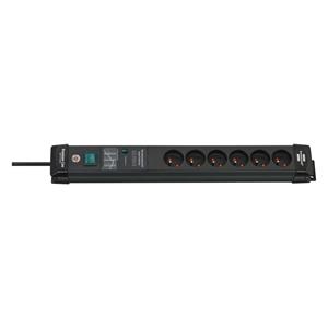 Brennenstuhl 1951164400 Premium-Line PDU/Stekkerdoos | 6 sockets Type E: Belgie | Aan/uit Schakelaar | Overspanningsbeveiliging | 3 meter &VerticalL