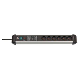 Brennenstuhl 1391014600 Stekkerdoos 6 Sockets | Premium Protect Line | Aan/uit Schakelaar | Overspanningsbeveiliging | Type E - BE | Zw