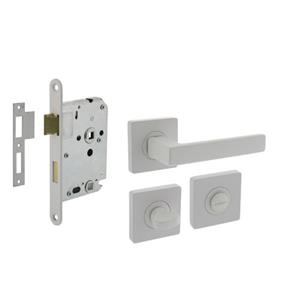 Intersteel Deurbeslag Set Toiletslot 63/8mm Wit Met Deurkruk Hera En Wc-sluiting Wit