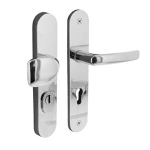 Intersteel Voordeurbeslag Ovaal Greep/kruk Profielcilindergat 92 Mm Met Kerntrekbeveiliging Chroom