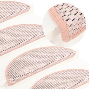VidaXL Trapmatten zelfklevend 15 st sisal-look 56x17x3 cm rood